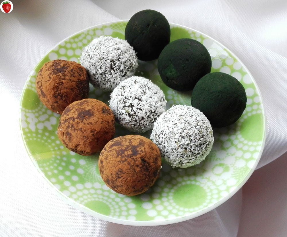 Spirulina and coconut chocolate truffles